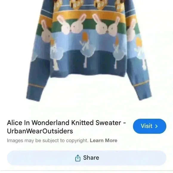 Alice in Wonderland Knitted Sweater,‎ one size - Picture 8 of 15